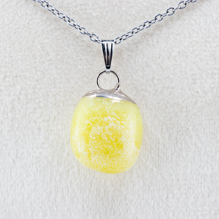 Lemon Jade Gemstone Pendant Necklace - Handcrafted Crystal Jewelry