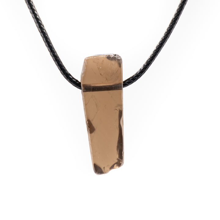 Collar colgante de cuarzo ahumado natural hecho a mano sin metal para pieles sensibles