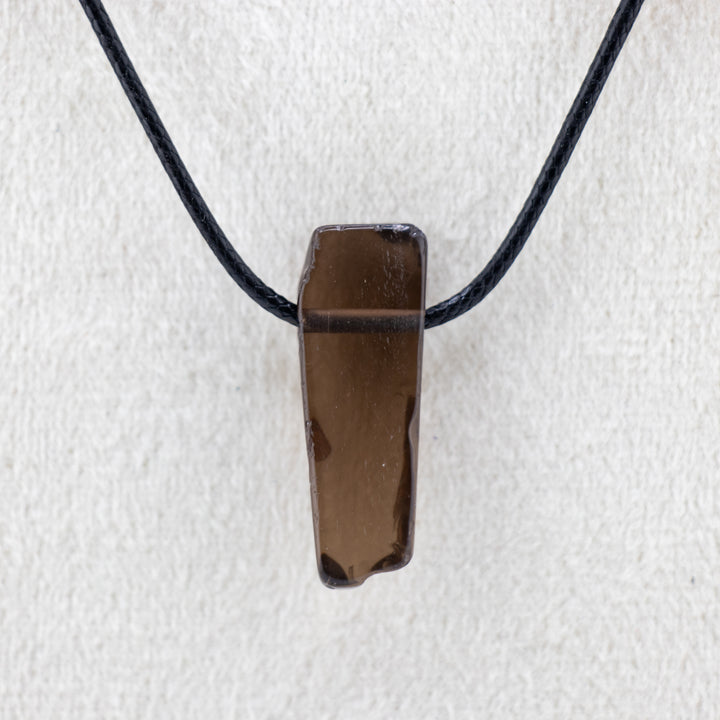 Collar colgante de cuarzo ahumado natural hecho a mano sin metal para pieles sensibles