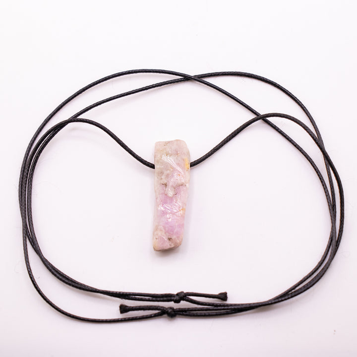 Handcrafted Natural Kunzite Metal Free Pendant Necklace for Sensitive Skin