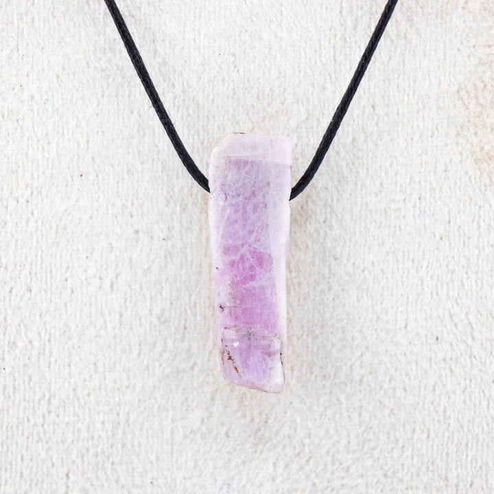 Handcrafted Natural Kunzite Metal Free Pendant Necklace for Sensitive Skin