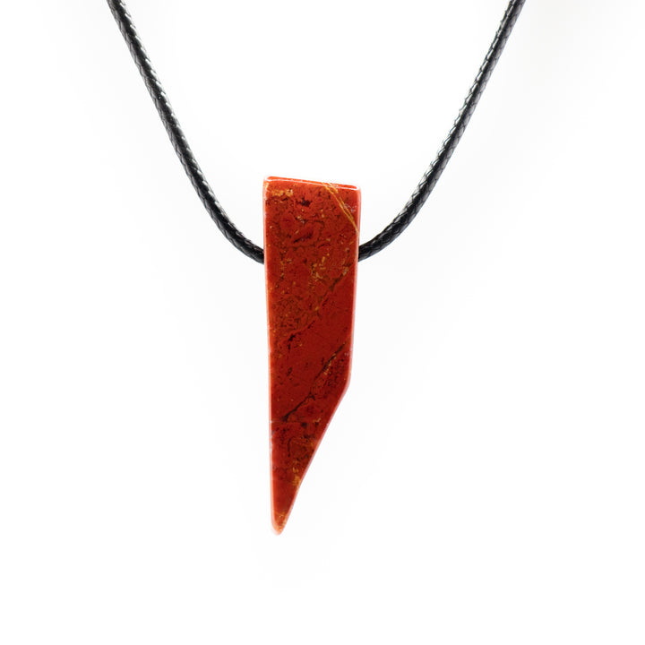 Handcrafted Natural Red Jasper Metal Free Pendant Necklace for Sensitive Skin