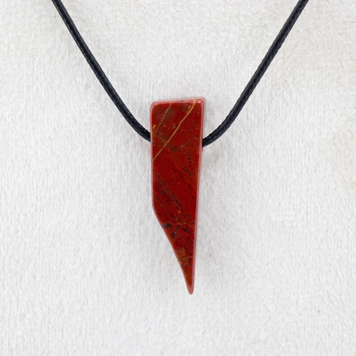 Handcrafted Natural Red Jasper Metal Free Pendant Necklace for Sensitive Skin