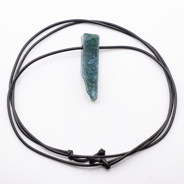 Handcrafted Natural Moss Agate Metal Free Pendant Necklace for Sensitive Skin