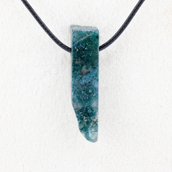 Handcrafted Natural Moss Agate Metal Free Pendant Necklace for Sensitive Skin