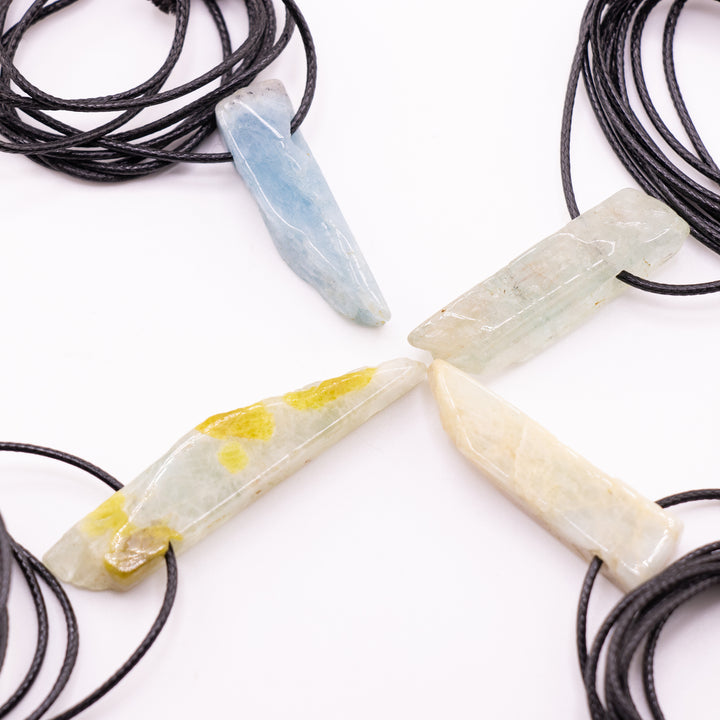 Handcrafted Natural Aquamarine Metal Free Pendant Necklace for Sensitive Skin