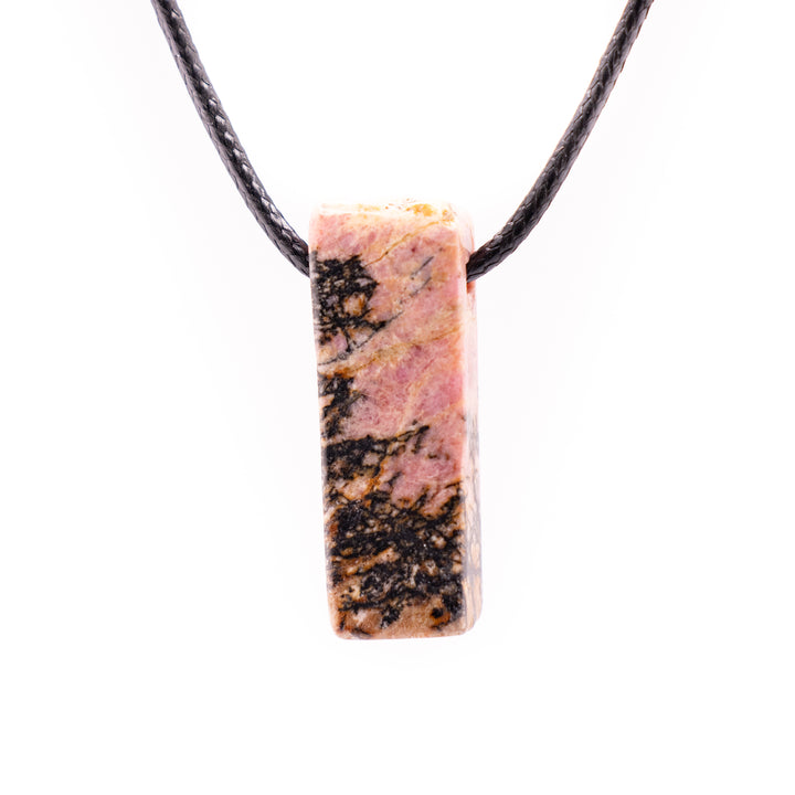 Handcrafted Natural Rhodonite Metal Free Pendant Necklace for Sensitive Skin