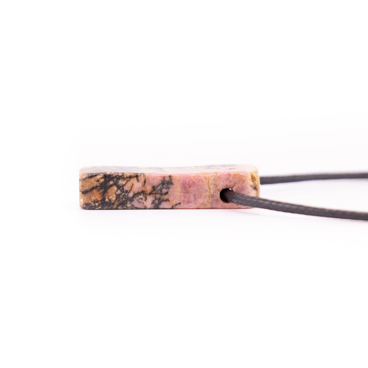 Handcrafted Natural Rhodonite Metal Free Pendant Necklace for Sensitive Skin