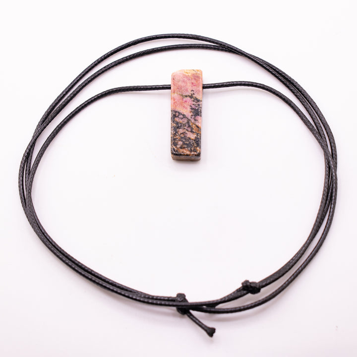 Handcrafted Natural Rhodonite Metal Free Pendant Necklace for Sensitive Skin
