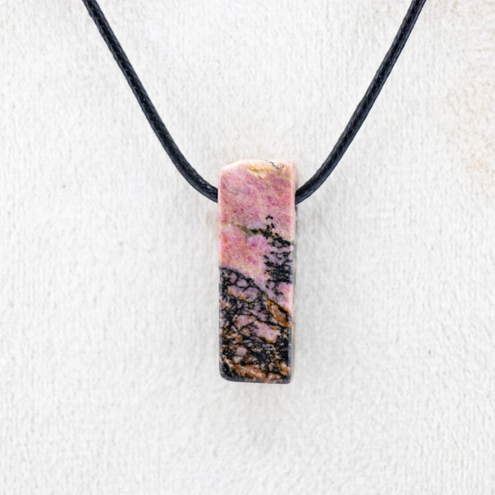 Handcrafted Natural Rhodonite Metal Free Pendant Necklace for Sensitive Skin