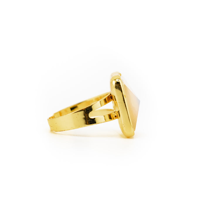 Anillo de cuarzo rosa y opalita para mujer y hombre - Regalo de joyería con piedras preciosas