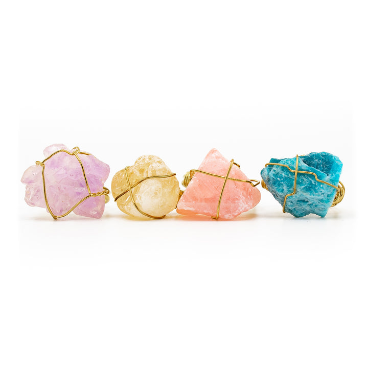 Natural Wire Wrapped Gemstone Ring for Women & Men - Gemstone Ring Jewelry Gift