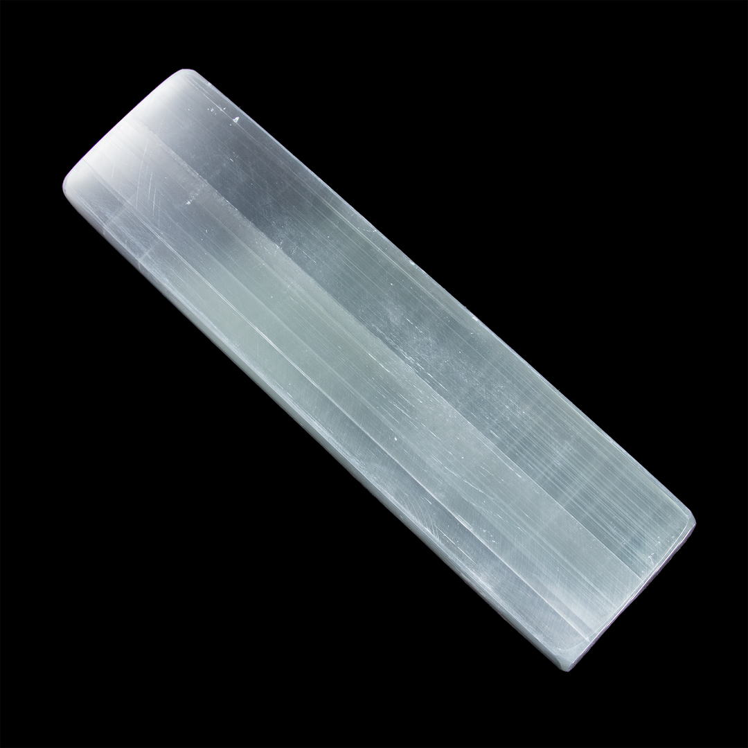 Placa de carga rectangular de selenita natural - Cristal de selenita de 20 cm - Piedra curativa limpiadora y recargadora