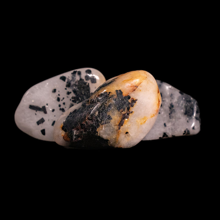 Natural Tourmaline Quartz Tumbled Polished Crystal Stones, 2-3 cm, B Quality