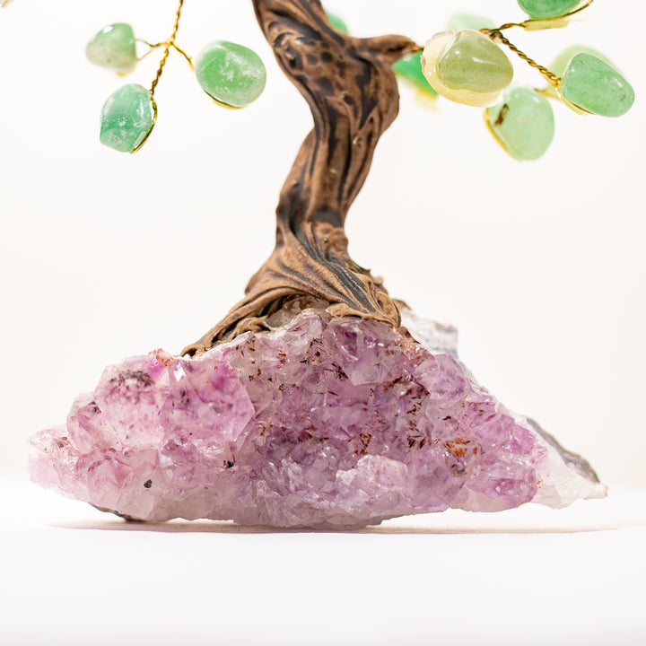 Green Aventurine Crystal Tree with Amethyst Base – 5”