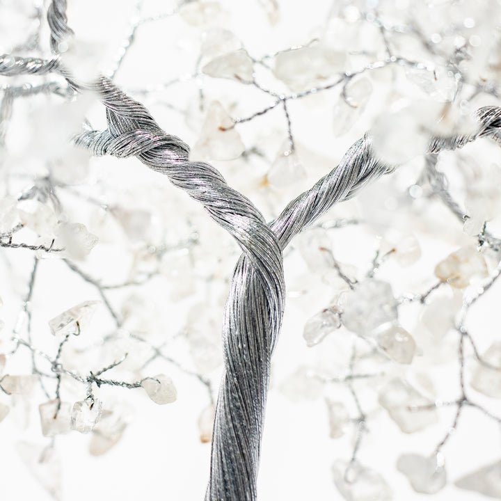 Árbol de piedras preciosas sobre base de piedra verde: decoración de cristal hecha a mano de 15 a 18 cm