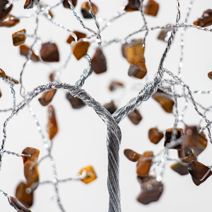 Árbol de piedras preciosas sobre base de piedra verde: decoración de cristal hecha a mano de 15 a 18 cm