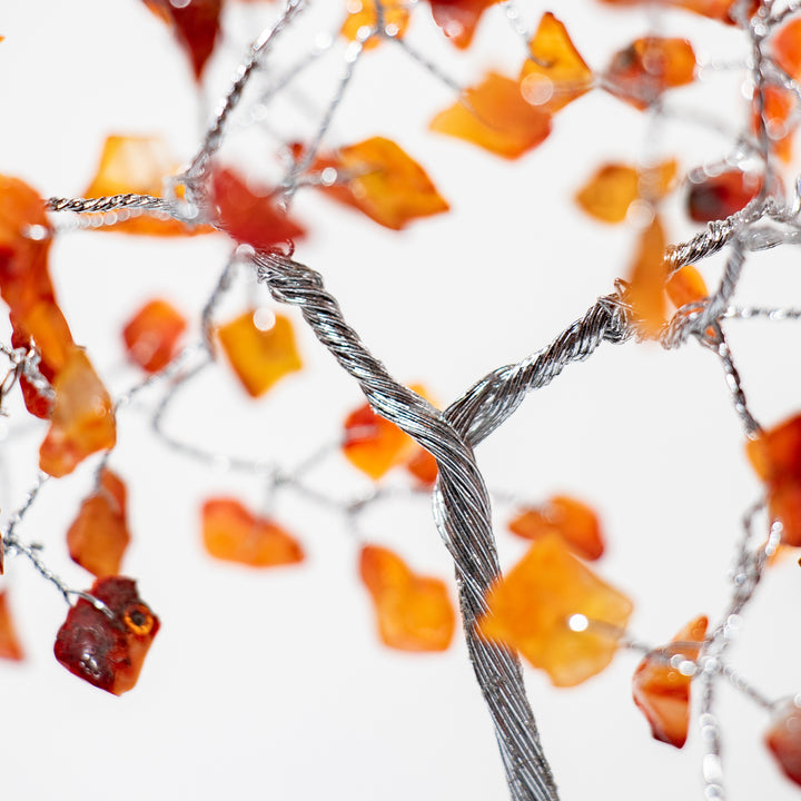 Árbol de piedras preciosas sobre base de piedra verde: decoración de cristal hecha a mano de 15 a 18 cm