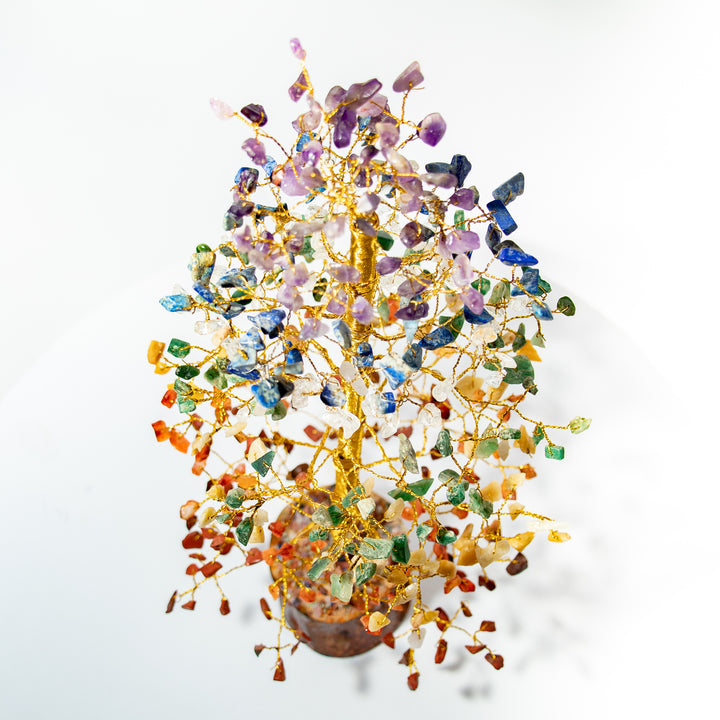 7 Chakra Crystal Tree with Natural Wood Base – Healing & Positive Energy Decor