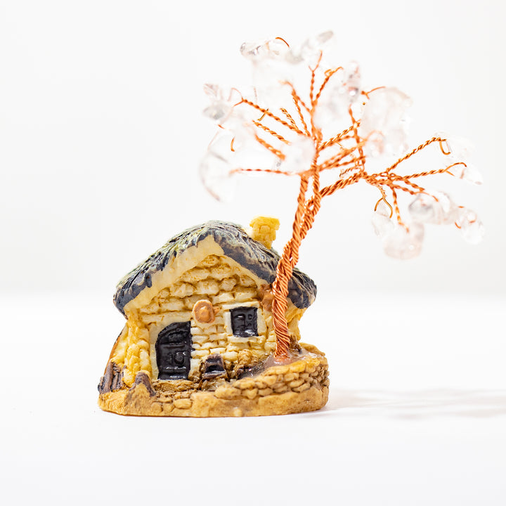 Árbol de piedras preciosas en miniatura de cuarzo transparente (5 a 7,5 cm)