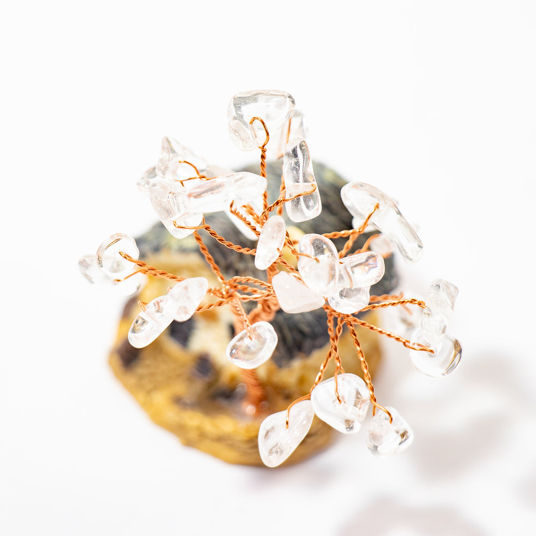 Árbol de piedras preciosas en miniatura de cuarzo transparente (5 a 7,5 cm)