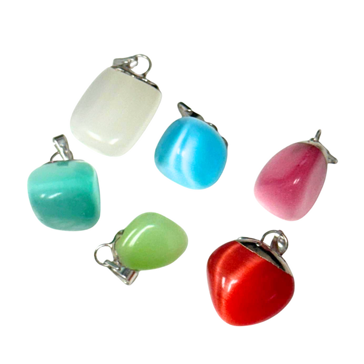 Multicolor Cat’s Eye Tumbled Pendant Necklace