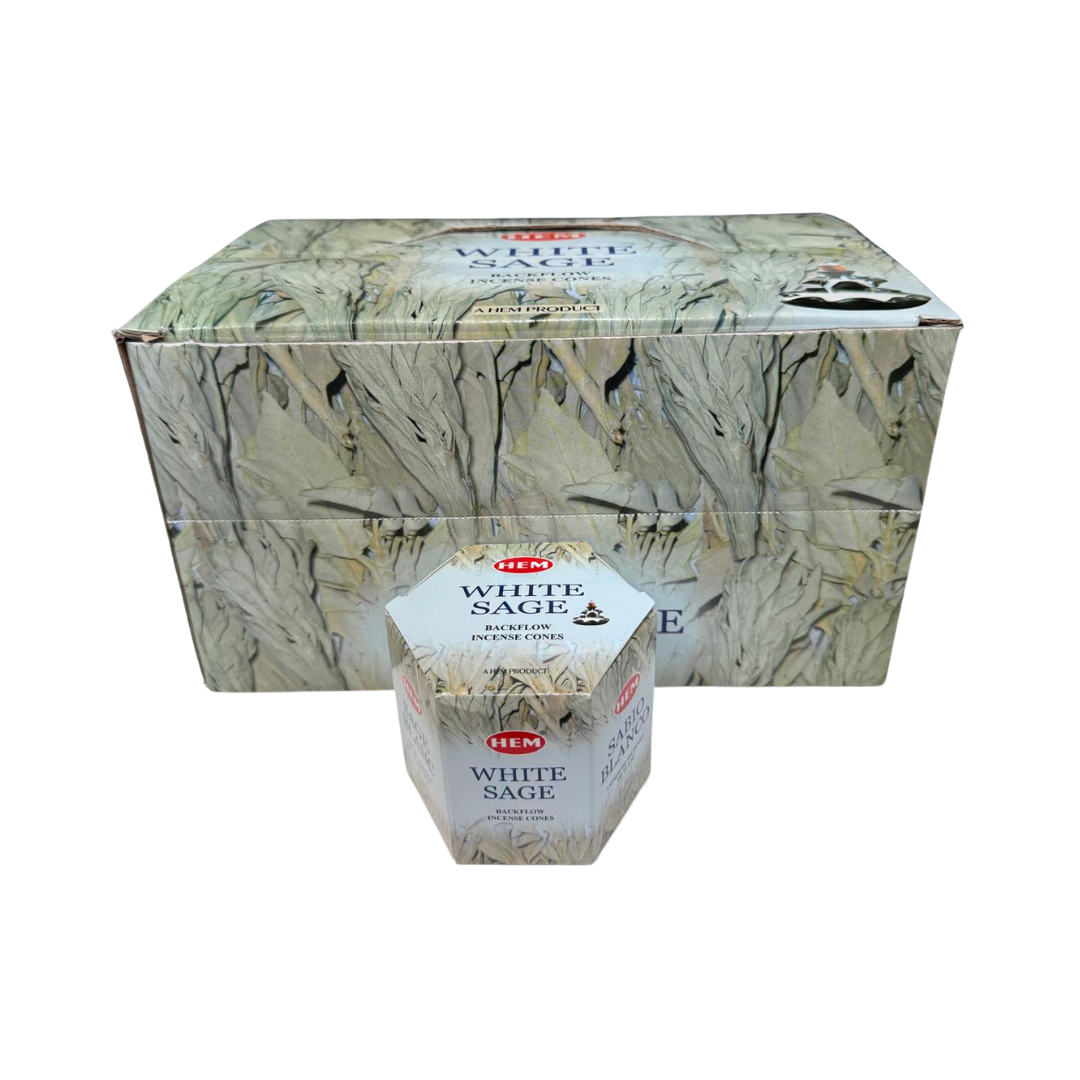 HEM White Sage Backflow Incense Cones - 40 Pack