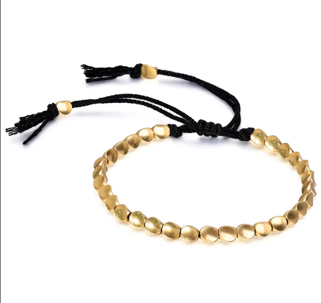 Adjustable Copper Bracelet with Colored String — Red, Blue, Black & Multicolor Options