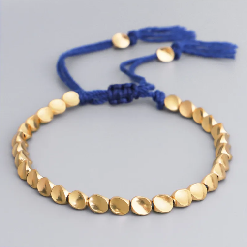 Adjustable Copper Bracelet with Colored String — Red, Blue, Black & Multicolor Options