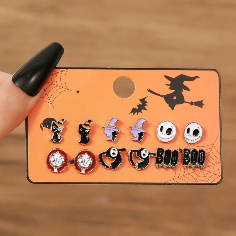 Boo-tiful Halloween Earring Set – Pack of 6 Spooky Studs