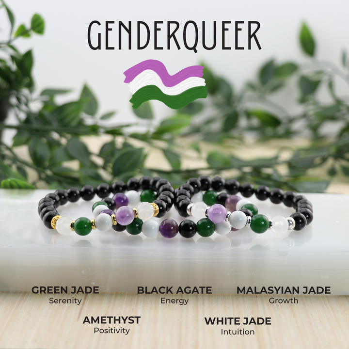 Pulsera del orgullo LGBTQ+ con piedras preciosas naturales