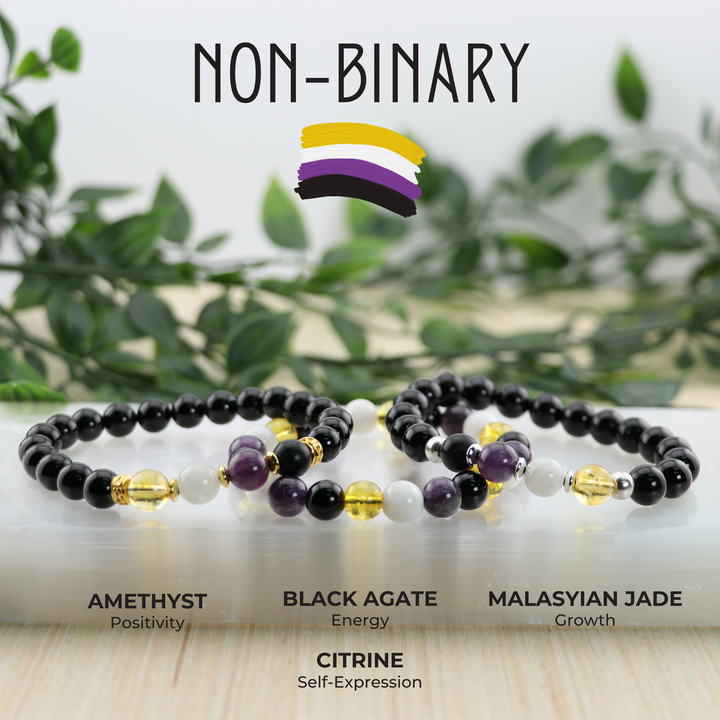 Bracelets en pierres précieuses naturelles LGBTQ+ non binaires