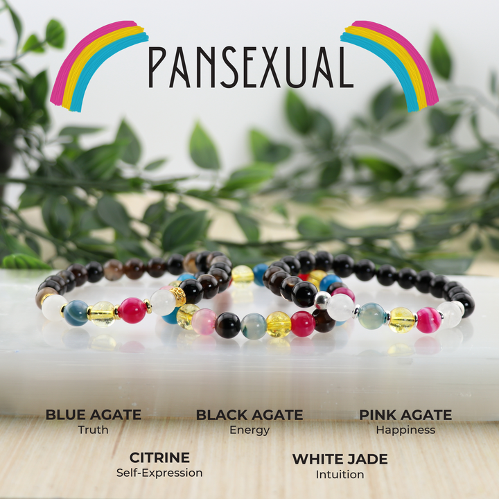 Pansexual LGBTQ+ Natural Gemstone Bracelets