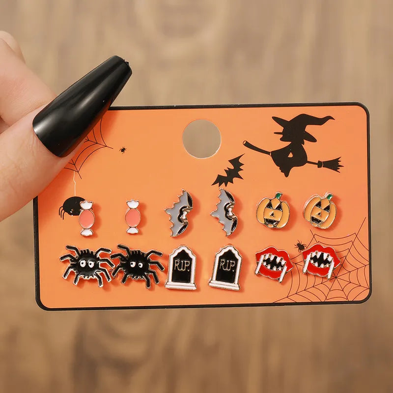 Spider Halloween Statement Earring Set - Pack of 6 Pairs
