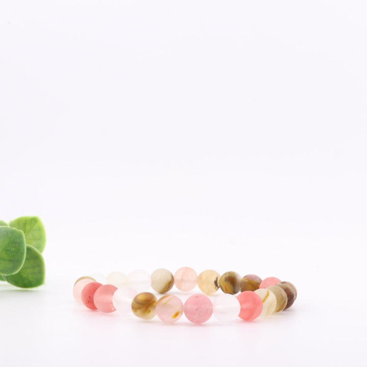 Pulsera de piel de tigre natural esmerilada - Sin metal, 8 mm - Joyería de cristal Confidence