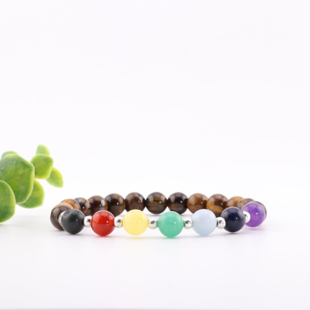 Bracelet œil de tigre naturel, 8 mm - Bijoux en pierres précieuses pour la confiance et la guérison