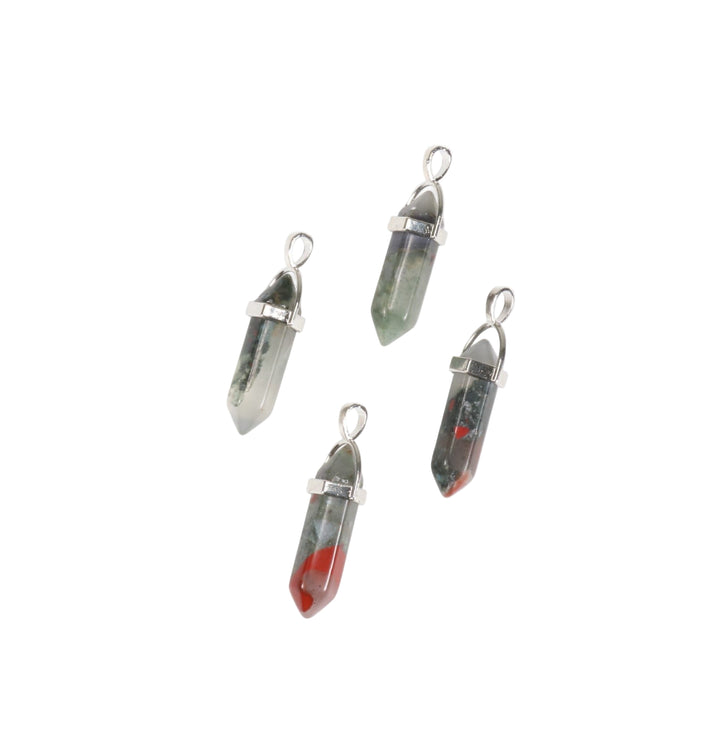 Natural African Blood Stone Hexagonal Point Pendant Necklace - Serenity & Strength