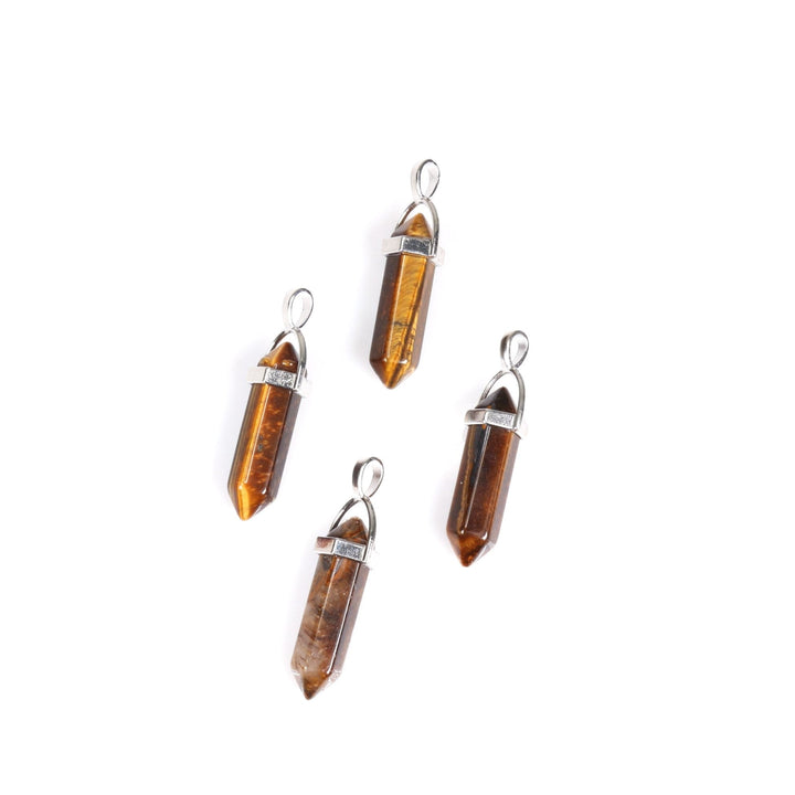 Tiger Eye Point Pendant Necklace - Handcrafted Crystal Jewelry