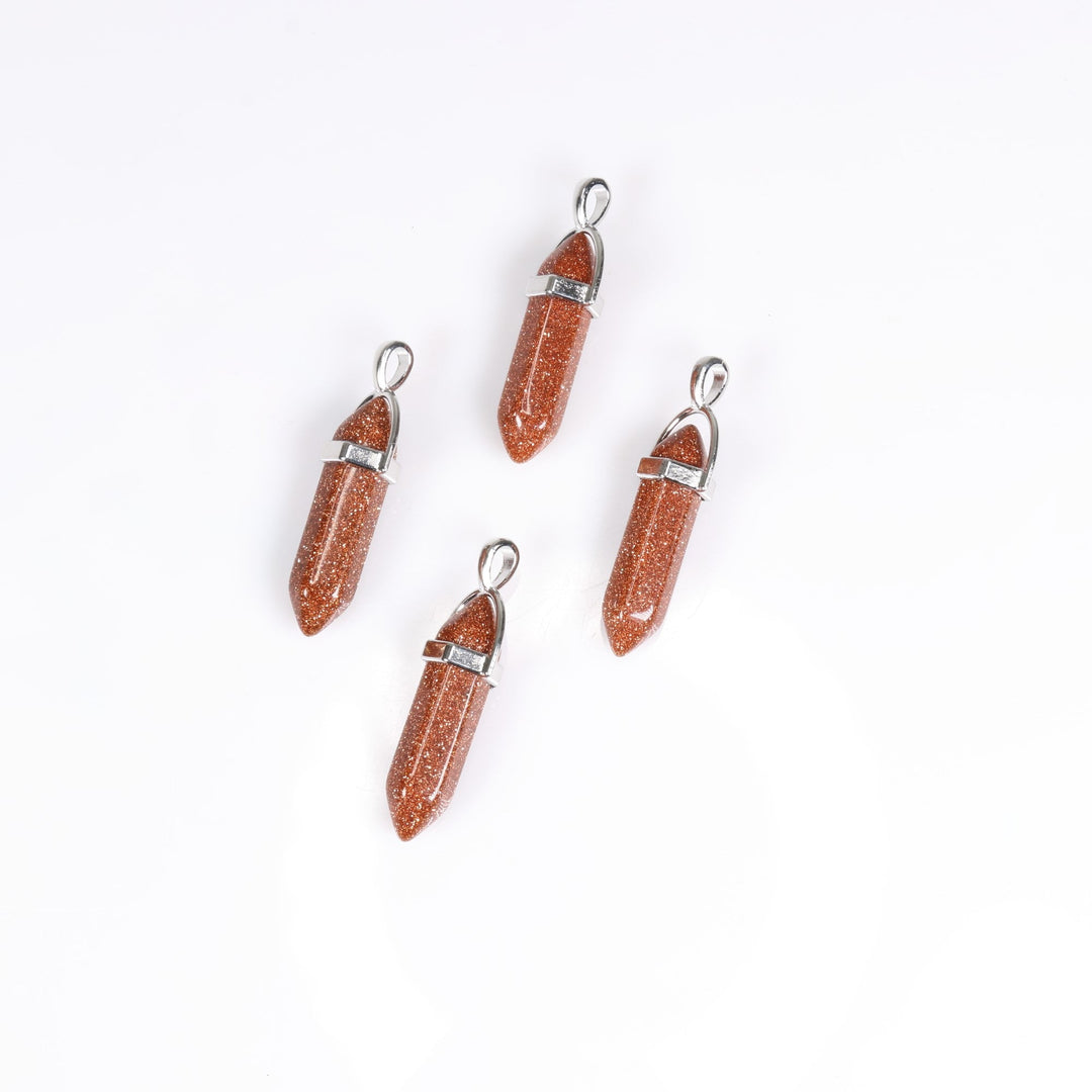 Red Gold Stone Point Pendant Necklace - Handcrafted Crystal Jewelry