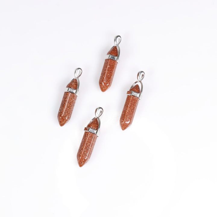Red Gold Stone Point Pendant Necklace - Handcrafted Crystal Jewelry