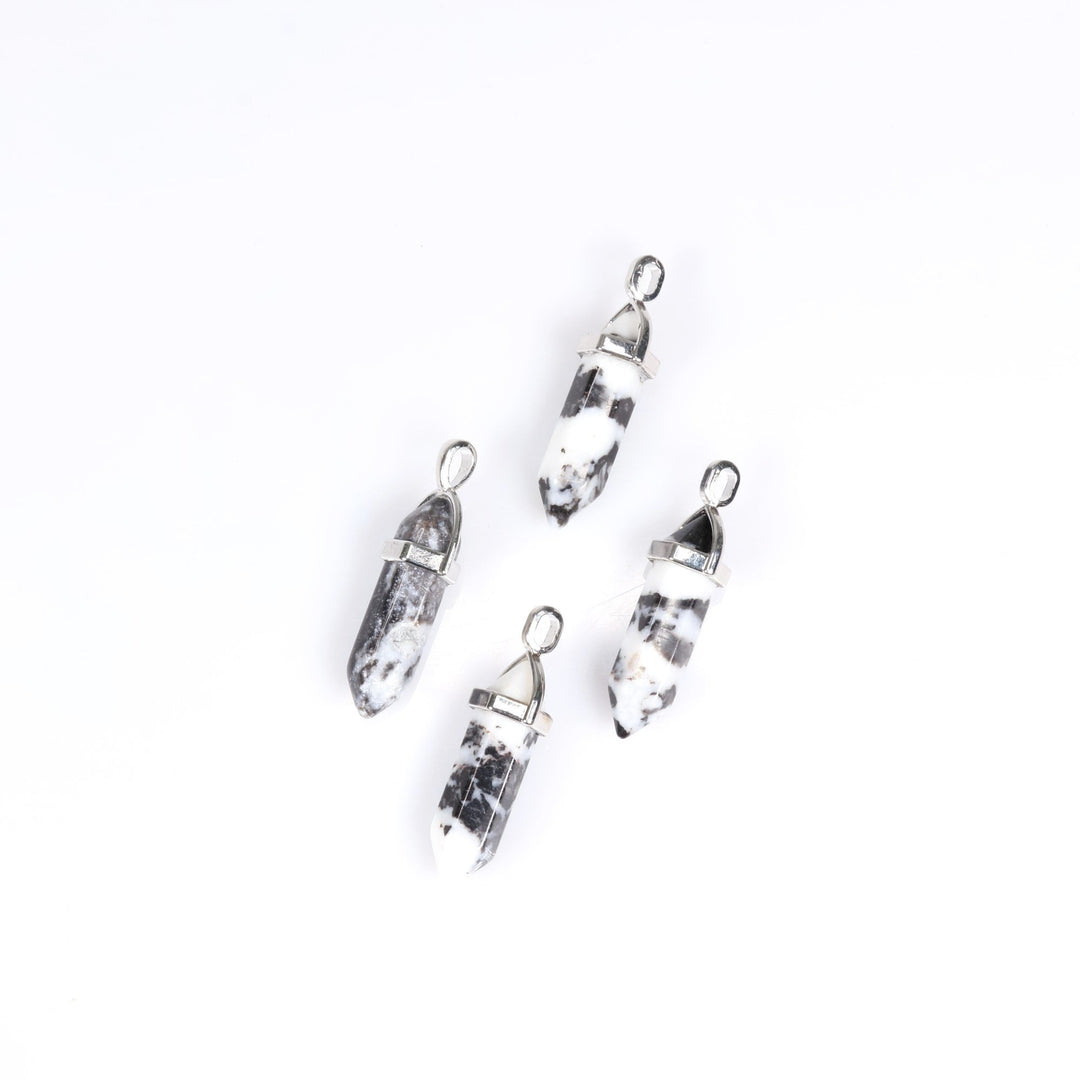 Collier avec pendentif en pointe de jaspe zèbre naturel fabriqué à la main