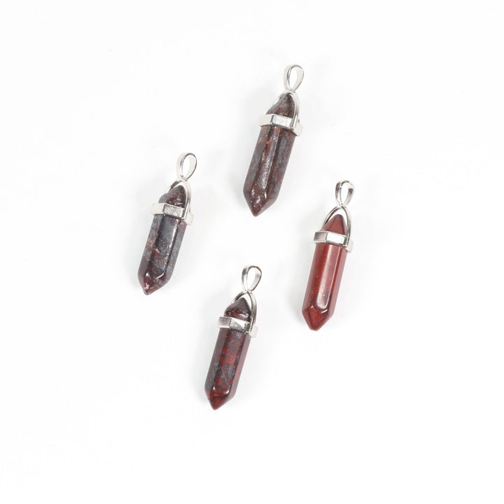 Collier pendentif en pierre de sang naturelle fabriqué à la main