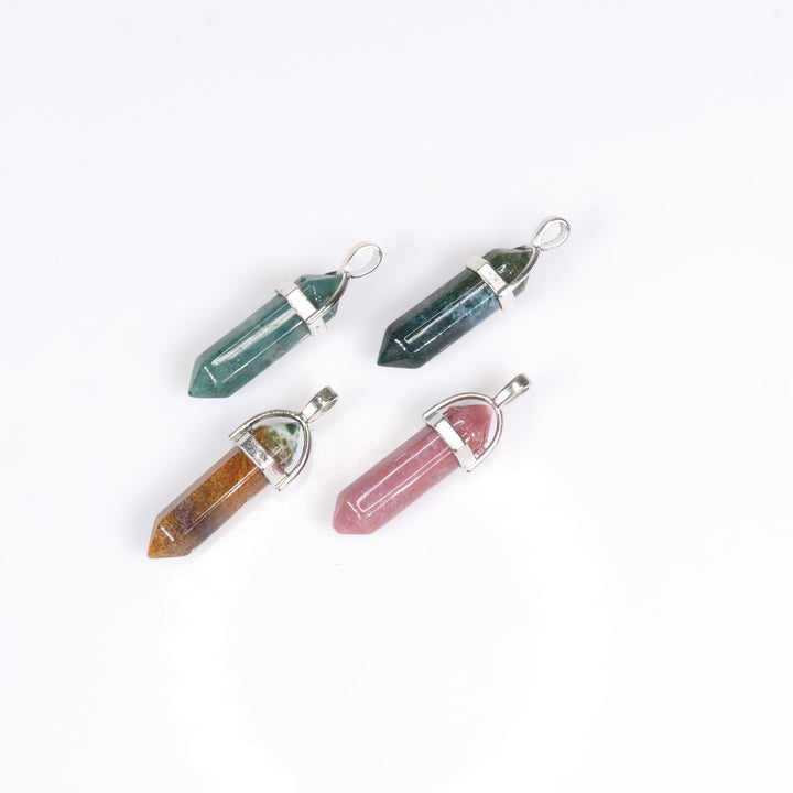Moss Agate Point Pendant Necklace – Handcrafted Crystal Jewelry