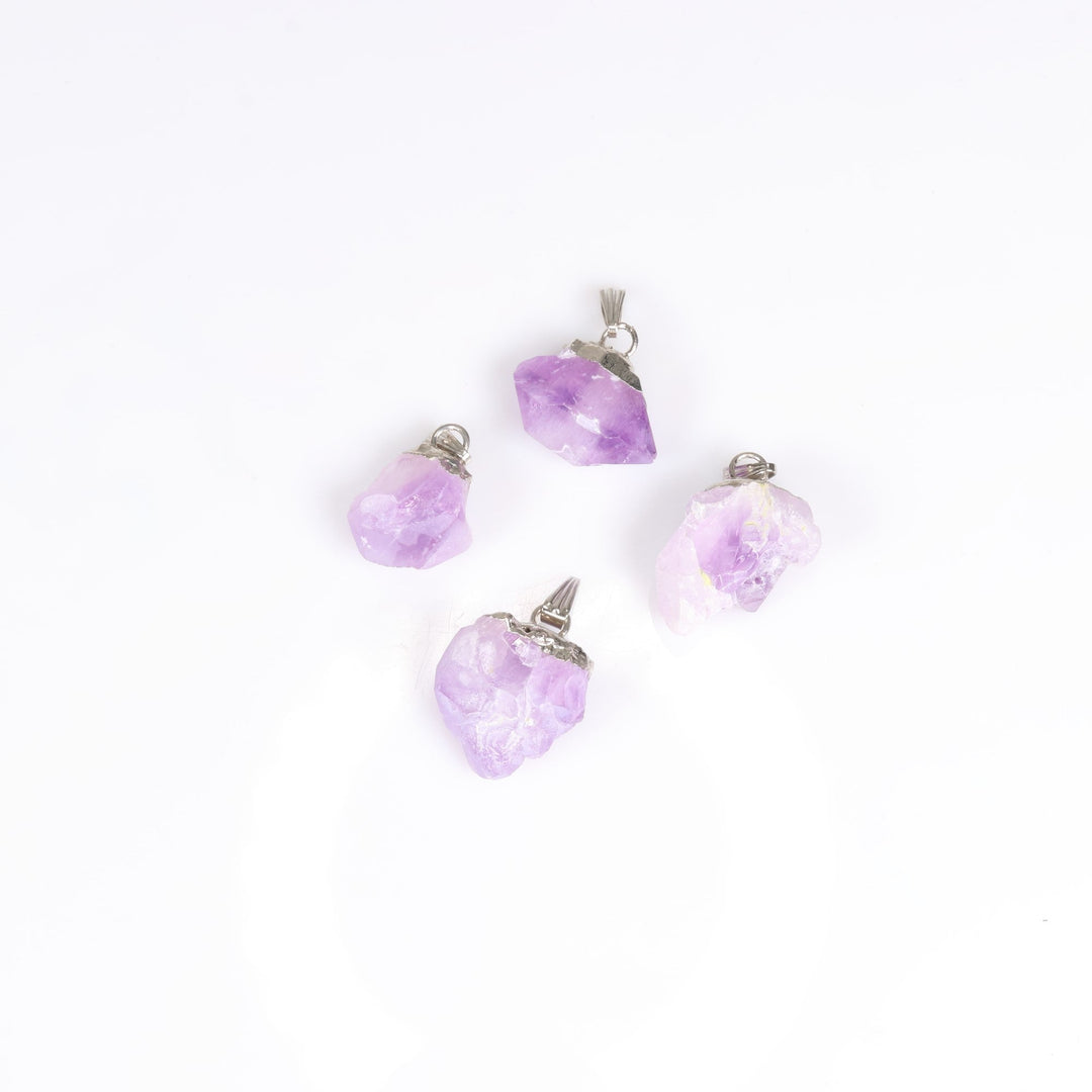 Collier avec pendentif en améthyste naturelle fabriqué à la main