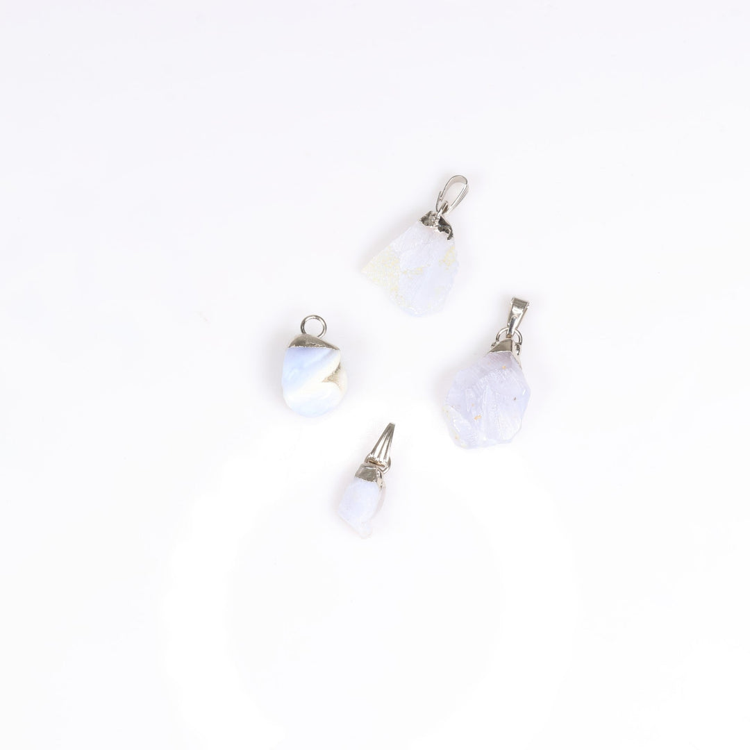 Blue Chalcedony Gemstone Pendant Necklace - Handcrafted Crystal Jewelry