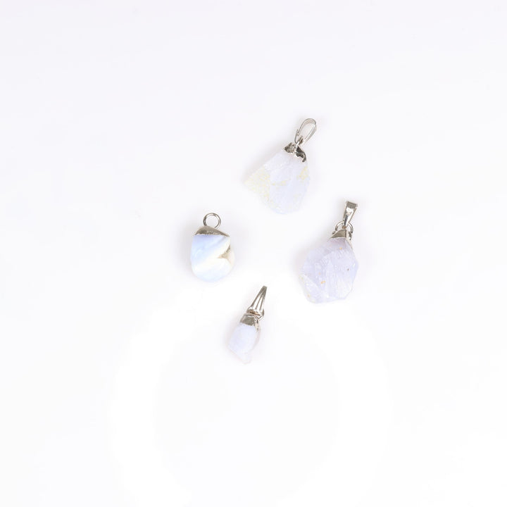 Blue Chalcedony Gemstone Pendant Necklace - Handcrafted Crystal Jewelry