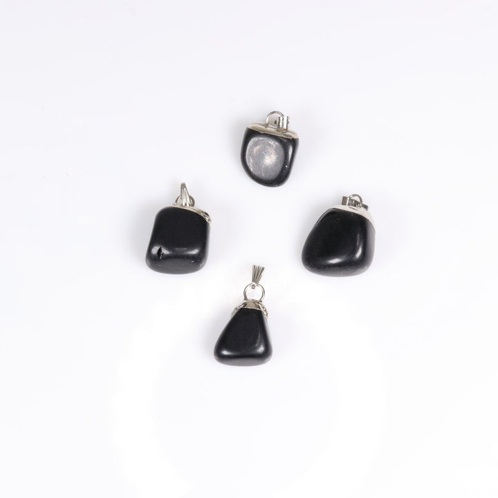 Collier pendentif en obsidienne naturelle fabriqué à la main