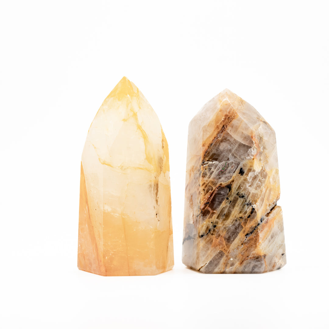 Natural Yellow Hematoid Quartz Crystal Obelisk Tower - Healing Gemstone Decoration, Meditation Therapy Gifts