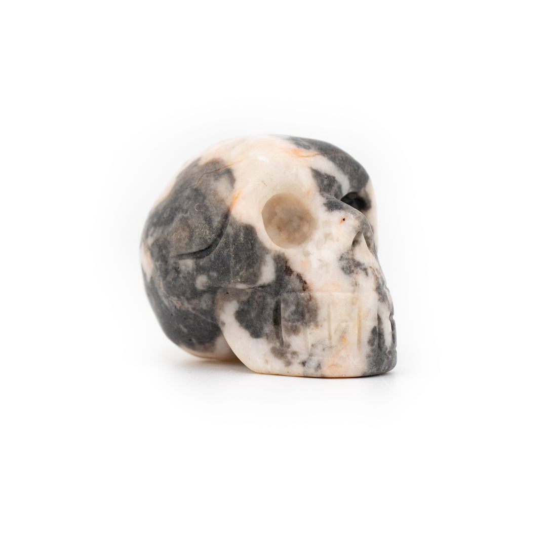 Natural Zebra Jasper Crystal Skull – Balance, Grounding, & Courage
