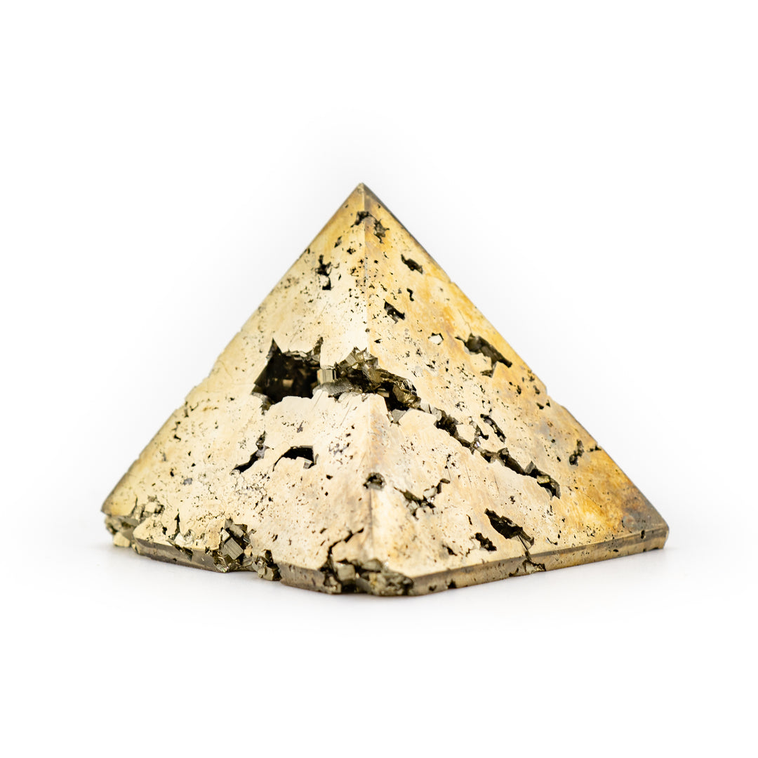 Natural Pyrite Crystal Pyramid - Healing Gemstone Decoration, Meditation Therapy Gifts